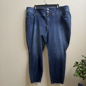 Lane Bryant Studded Tuxedo Side Stripe Signature Fit High Rise Jeggings Size 22